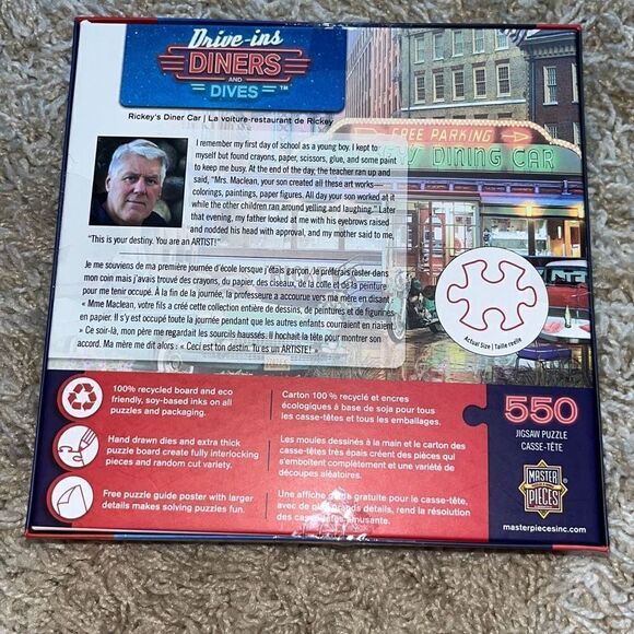 New Masterpieces Drive-Ins, Diners & Dives - Rickey's Diner Car 550 Piece Puzzle - Picture 2 of 7